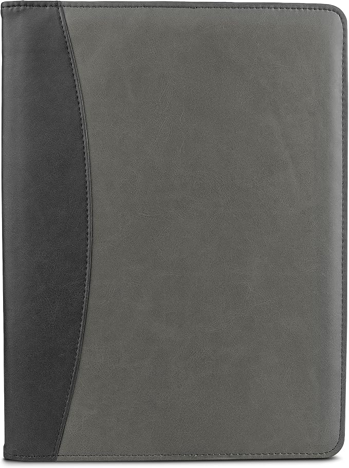 Samsill Two-Tone Padfolio, Resume Portfolio, Business Portfolio, with 8.5 x 11 Writing Pad, Gray & Black