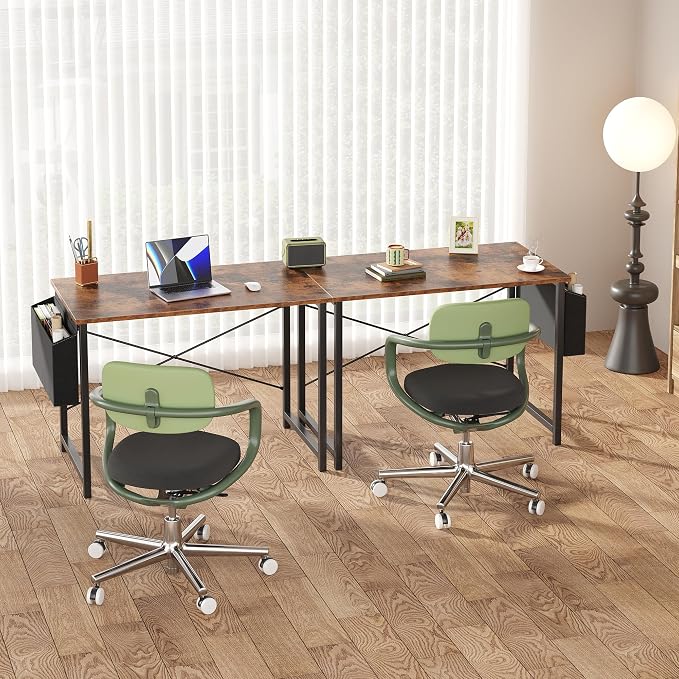 OLIXIS Small Computer Desk, 40 Inch Home Office Desks, Writing Study Craft Work Gaming Table, Computer Workstation for Bedroom Small Spaces with Storage Bag and Headphone Hook, Rustic Brown