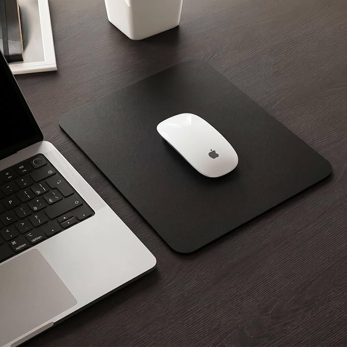 Leather Desk Pad Protector, Waterproof Mouse Pad, PU Desk Mat, Office Desk Cover, Desk Writing Mat for Office/Home/Work/Cubicle (Black/Red) 9x8 in