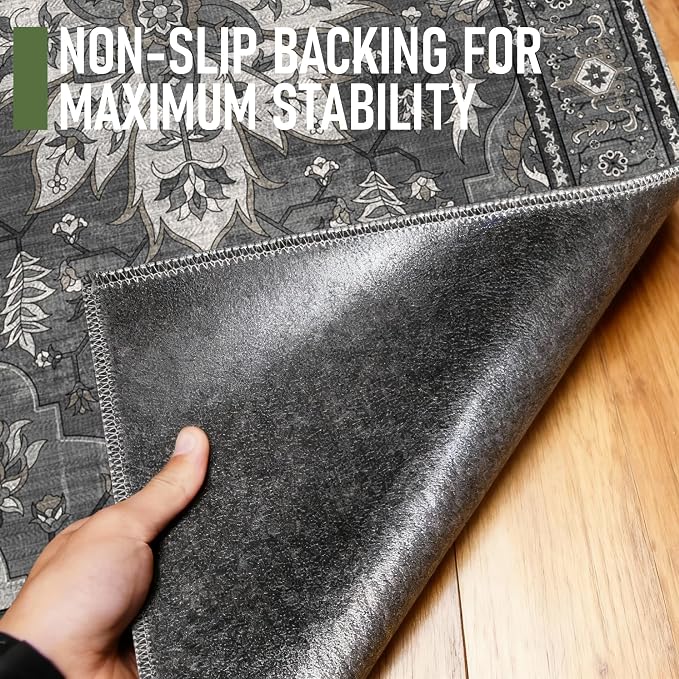 36"x48" Office Chair Mat for Hardwood, Under Desk Chair Mat for Home Office, Anti-Slip Office Rugs for Rolling Chairs, Floor Protector Washable Rugs Charcoal Gray