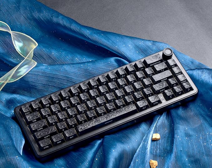 Cherry Profile ABS Keycaps 106 Keys Carbon Fiber Pattern Keycap Set for MX Switch Mechanical Keyboard, Fits 60% 65% 75% 80% Layouts