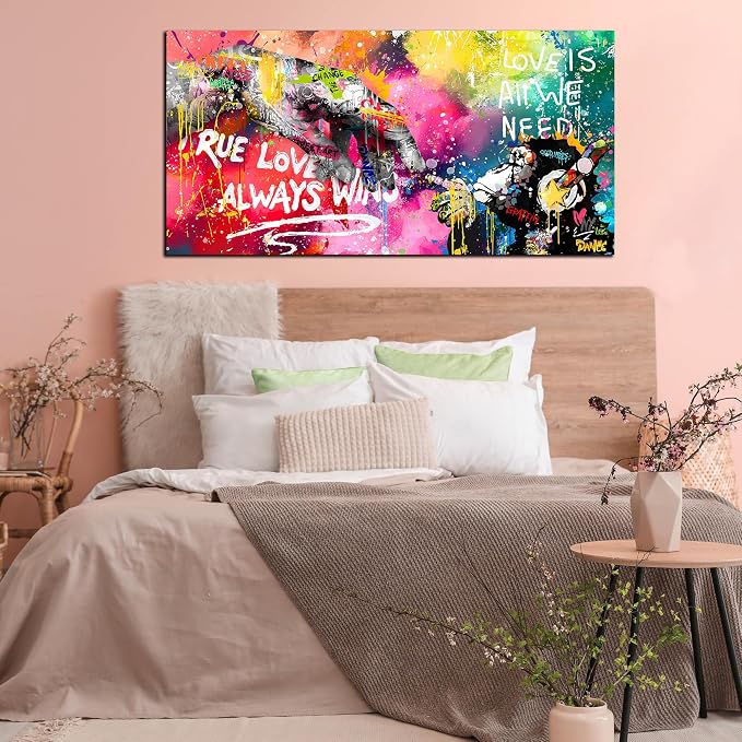 SIXTTART Graffiti Canvas Wall-Art for Living Room Large Size - Finger and Gorilla Wall Art - Kids Room Decor Ready to Hang Size 29 x 59 Inch