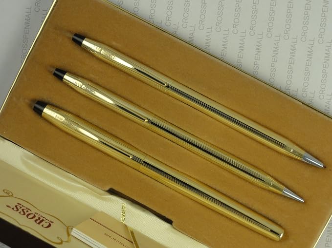 Made in The USA Century Classic Trio of 10K Rolled/Filled Rollerball Pen, Ball-Point Pen and 0.9MM Pencil Combo Set. Very Rare Made in Lincoln Rhode Island, USA