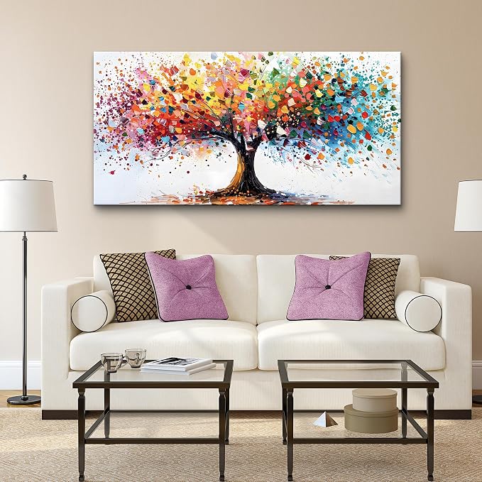 Lapremoly Large Wall Art For Living Room Abstract Wall Decor For Office Colorful Tree Landscape Wall Painting Bedroom Home Decorations Modern Framed Canvas Prints Posters Mural Artwork Hang Easy