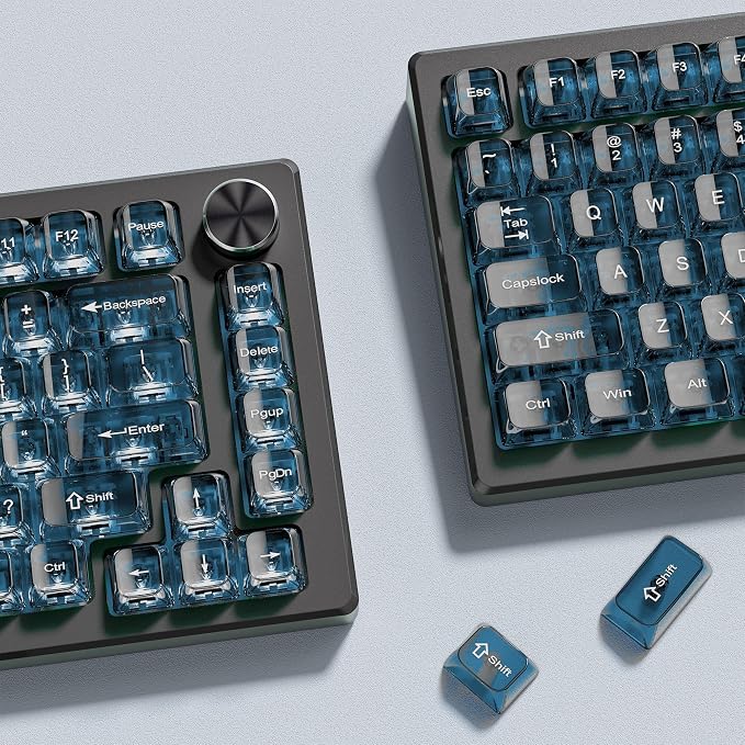 dagaladoo Clear keycaps,Transparent Keyboard keycaps,Jelly Key caps Set,Shine Through keycap，MDA Profile Keyboard caps for Mx Switches Mechanical Keyboard(Haze Blue)