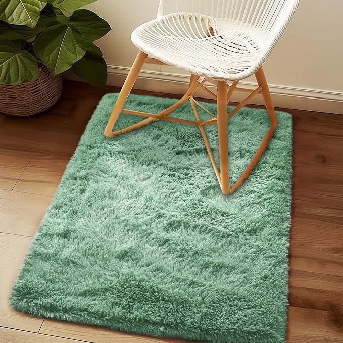 Awaytail Sage Rug Collection - 2 x 3' Non-Slip Height Pile 1.4" Plush Rug Rubber Backing - Throw Rugs Carpet for Bedroom