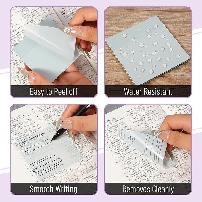 Mr. Pen- Transparent Sticky Notes, 3”x3”, Neutral Tones, 12 Pads, 600 Sheets, Bible Journaling Sticky Notes, See Through Sticky Notes, Translucent Sticky Notes