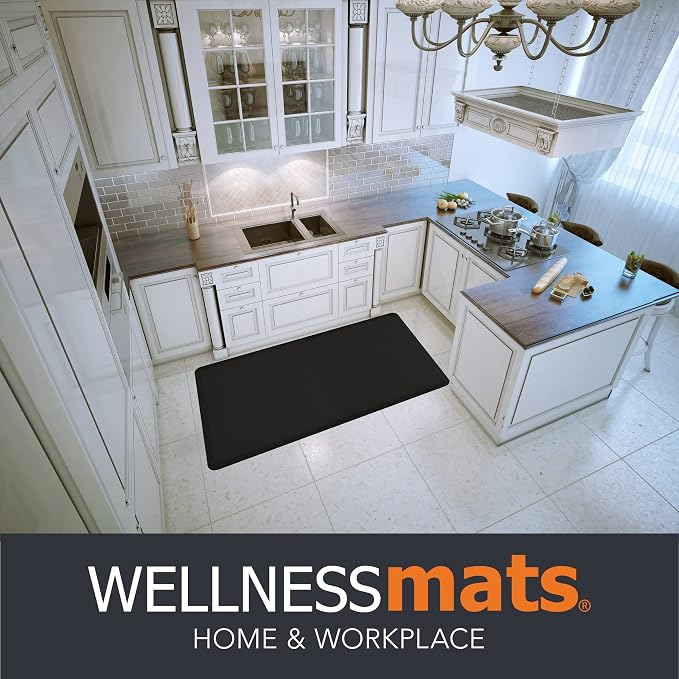 WellnessMats Original Collection Anti-Fatigue Floor Mat, Polyurethane – Ergonomic Support Pad for Home, Kitchen, Garage, Office Standing Desk – Water Resistant - Made in USA