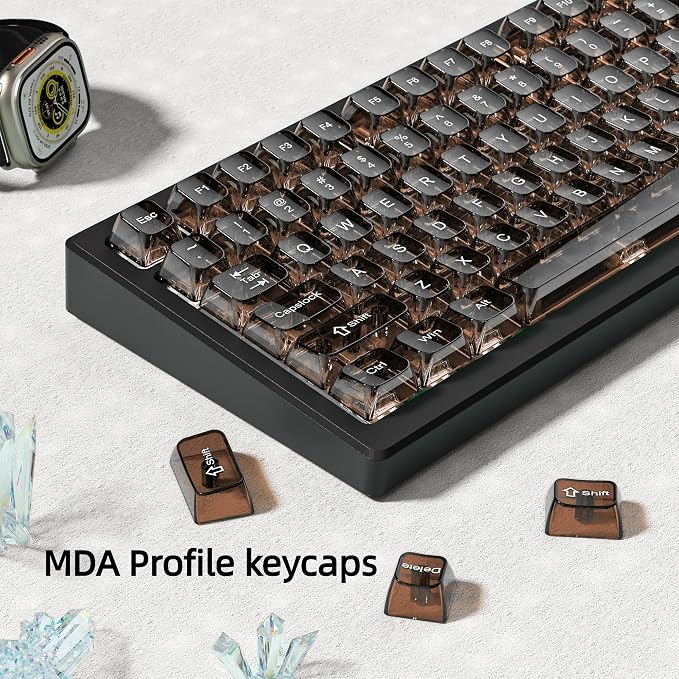 dagaladoo Clear keycaps,Transparent Keyboard keycaps,Jelly Key caps Set,Shine Through keycap，MDA Profile Keyboard caps for Mx Switches Mechanical Keyboard(Coffee)