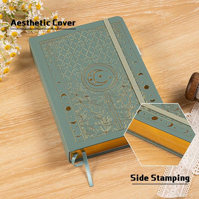 TIEFOSSI Dotted Journal Notebook, 160gsm 256 Numbered Thick Paper, A5 Hardcover Dotted Grid Diary for Women Men Work Writing, Journaling, Drawing, 5.8 x 8.3 in