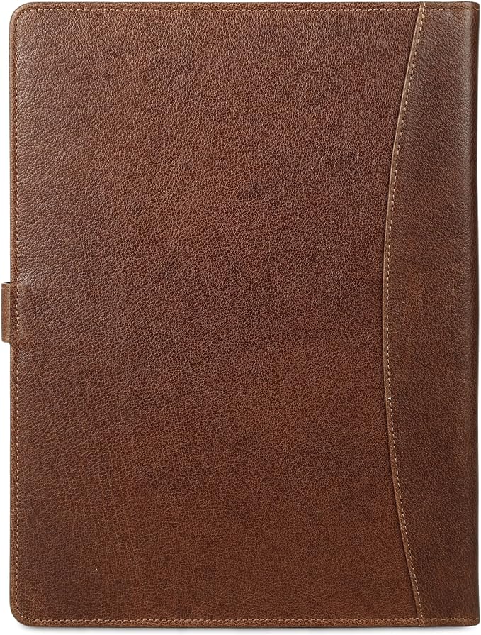 KomalC Leather Portfolio Folder with Button Closure | Business Padfolio for Professionals | Vintage Organizer with Legal Pad Holder, Card Slots & Document Pockets