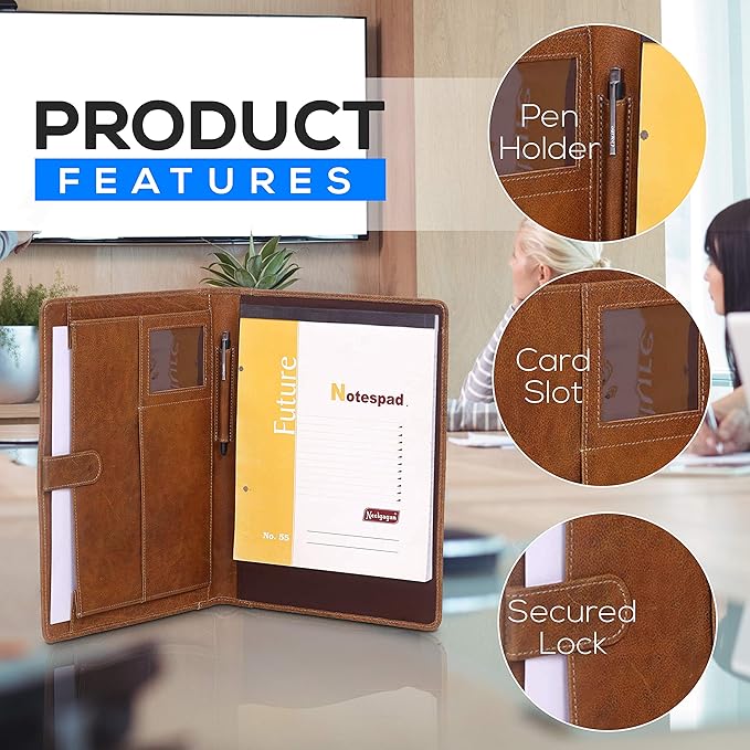 Leather Business Portfolio Business Personal Organiser Folder Full Grain Leather padfolio by KomalC
