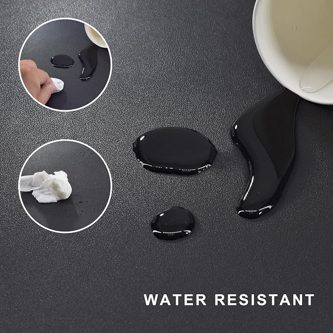 Chihein Leather Desk Mat L Shaped 61” x 80.7” x 23.6” - Big Gaming Corner Desk Pad, Non-Slip Waterproof Surface, Easy to Clean, Perfect for Office, Home (Black)