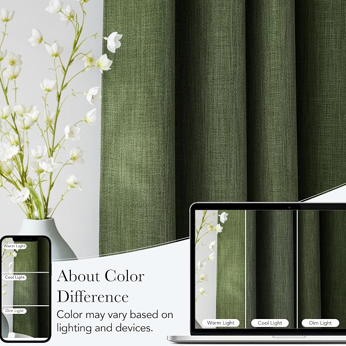 NICETOWN Greyish Green Curtains 84 inches Length for Living Room - Privacy Panels for Bedroom, Modern Farmhouse Style Home Decor Grommet Top, 2 Panels, W42 by L84