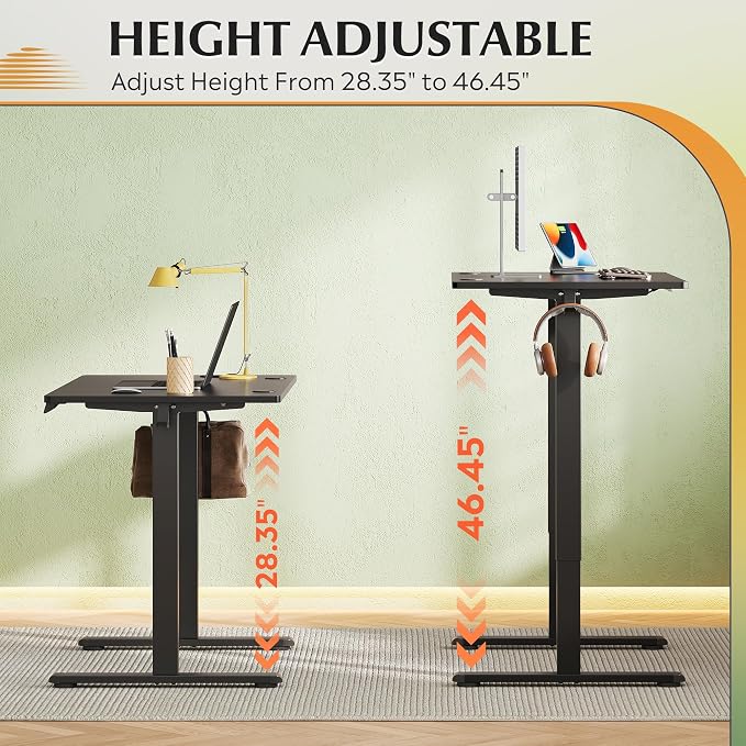 DEVAISE 40 Inch Standing Desk with One-Piece Top, Ergonomic Computer Desk, Black