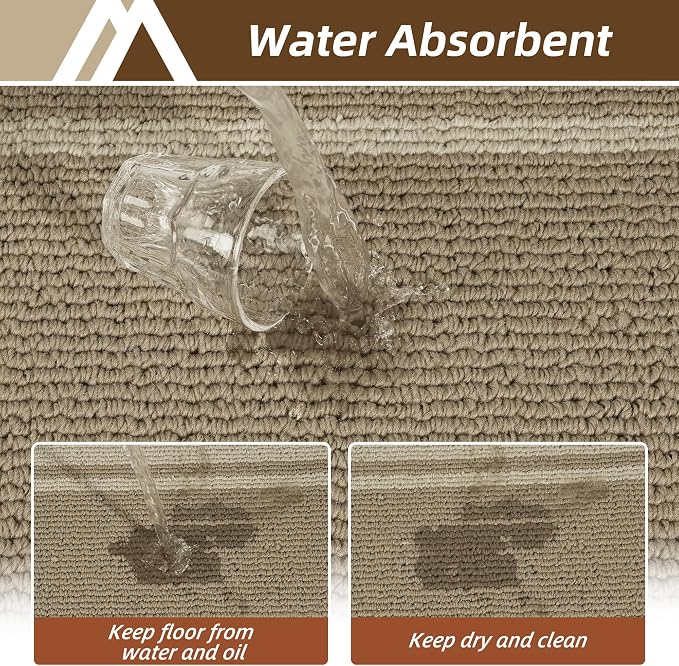 COSY HOMEER Kitchen Rugs Sets 2PCS,Non-Slip Washable Kitchen Mats for Floor,Absorbent and Stain Resistant Kitchen Runner Rugs for Kitchen Sink Laundry Entryway,20"x30"+20"x48",Beige