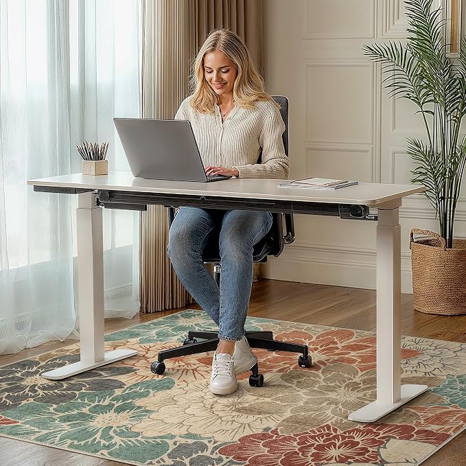 48"x72" Office Chair Mat for Hardwood Tile Floor, Under Desk Carpet Protector for Rolling Computer Chair Mat, Machine Washable Area Rug, Anti-Slip 1/5" Thick Low Pile Thin Vinyl Floor Mat, Terracotta