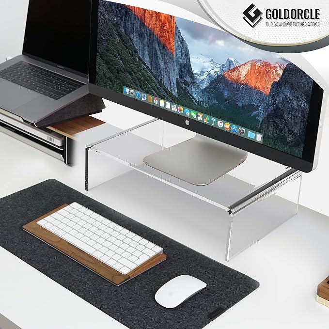 2 Pack Acrylic Monitor Stand Riser Clear Computer Monitor Stand | Acrylic Monitor Stand Riser Clear Computer Monitor Stand