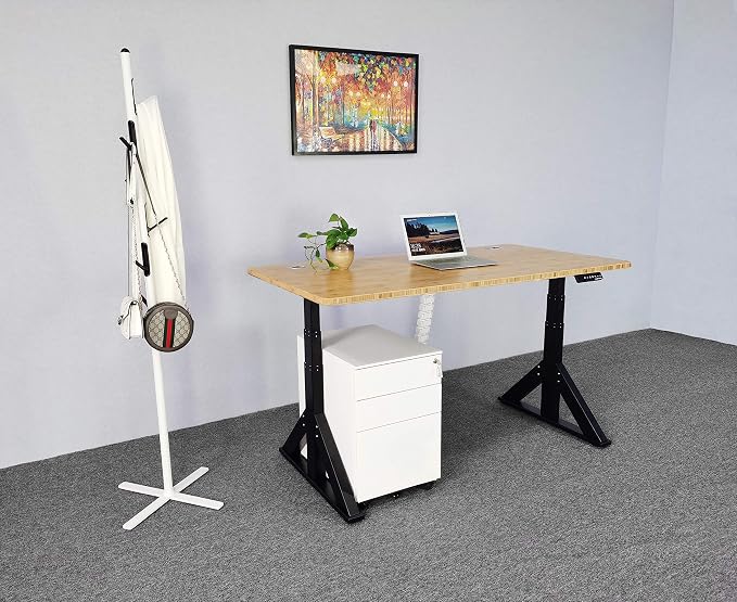 VJ205 Electric Height Adjustable Sitting Standing Desk Frame Sit Stand - Dual Motors 3 Stages Motorized Desk Base Only, Black