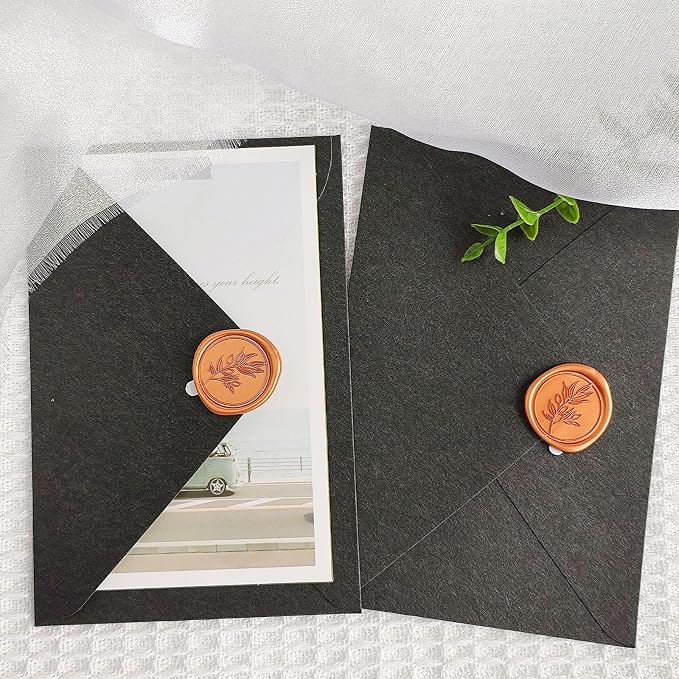 50 Pcs Orange Wax Seal Stickers Self- Adhesive Wedding Invitation Seal Stickers, Perfect for Wedding Invitation, Envelopes, Christmas Cards, Seating Chart, Good Adhesion and Easy to Use