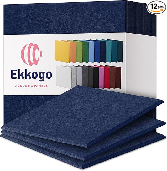 Acoustic Panels 12-Pack Soundproof Wall Panels 12"X12"X0.4" Sound Panels High Density Sound Dampening Panels - [Denim Blue Square]