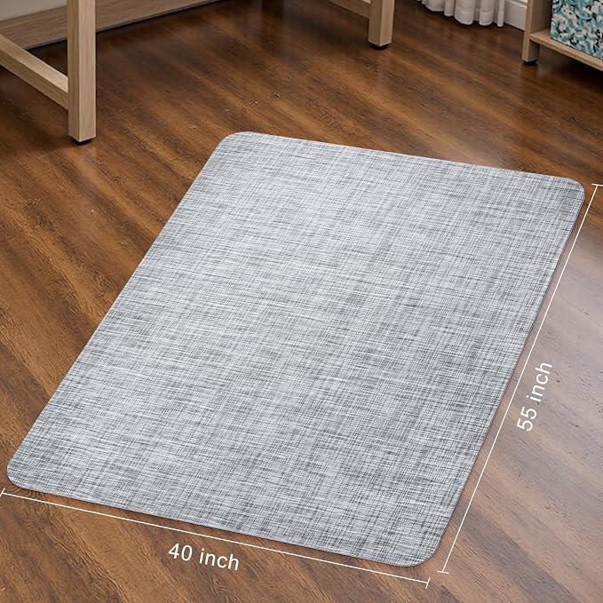 Sycoodeal Office Chair Mat for Hardwood & Tile Floor,Computer Gaming Chair Mat for Rolling Chairs Non-Curve, Anti-Slip, Heavy Duty Floor Protector for Home Office,Grey (40" x 55")