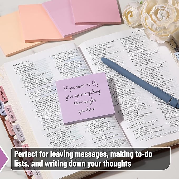 Mr. Pen- Sticky Notes, 3”x3”, 12 Pads, 600 Sheets, Colorful Sticky Notes 3x3, Sunset Sorbet, Stocky Notes for Bible Journaling