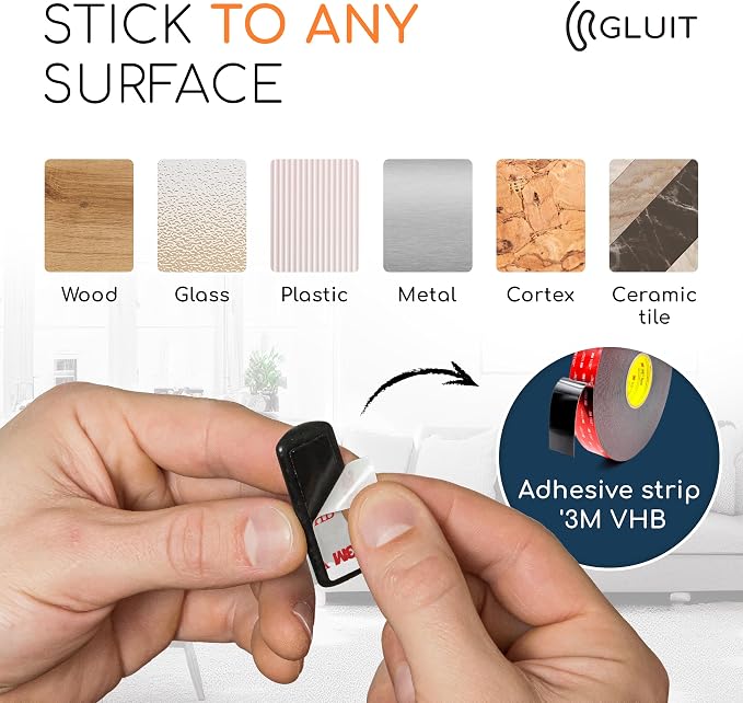 Cord Organizer for Desk, Nightstand Cable Holder, 5 Pack, Multislot, Black | GLUIT Adhesive Charger Organizer, Cable Management for Desk Car Office Home College Dorm Room Cable Clips for Cords