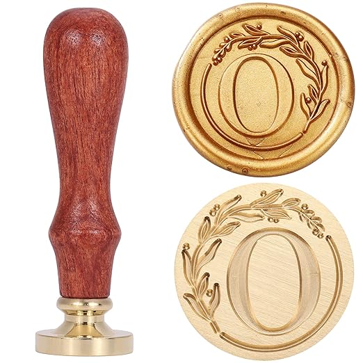 Yoption Letter Wax Seal Kit, Vintage Initial Alphabet O with Wreath Sealing Stamp and 120 Antique Gold Wax Seal Beads