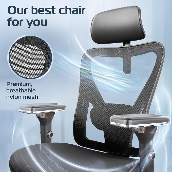 CleverSeat Ergonomic Office Chair Comfy [#1 in Tests] Swivel Chair | Ergonomic Chair with Breathable Mesh Back | Computer Chair with wheels | Home Office Desk Chair with 2D Headrest | For 330lbs