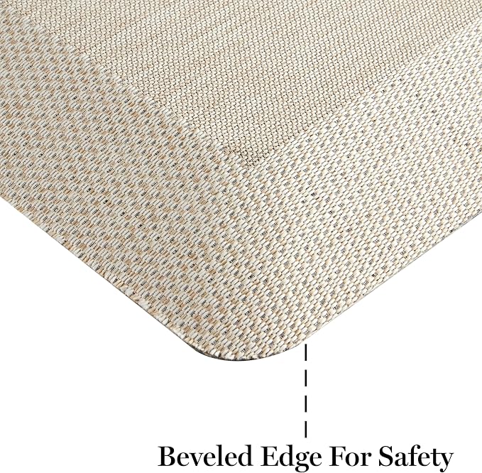 MARTHA STEWART Mira Modern Heathered Anti-Fatigue Air-Infused Kitchen Mat, Beige, 19.6"x32"