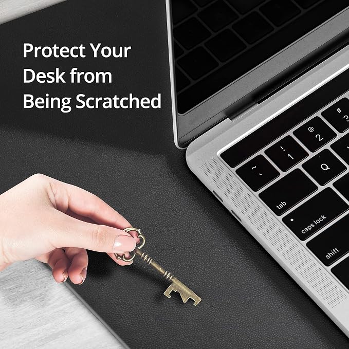 SIIG Extra-Large Vegan Leather Desk Mat, 36 x 22, CE-PD0412-S1 | Protect a 36 x 22" desktop with a smooth vegan-leather surface for a laptop, keyboard and mouse.