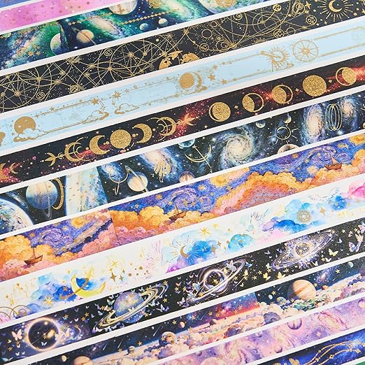 Gold Foil Washi Tape Set 30 Rolls,Decorative Masking Tape for Junk Journal, Scrapbooking Supplies, DIY Crafting Supplies