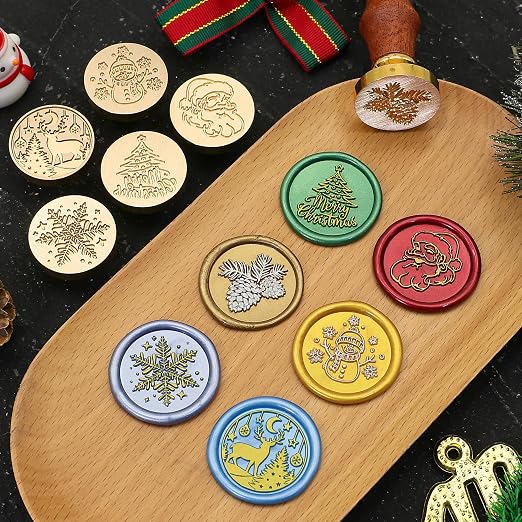 SWANGSA Christmas Wax Seal Stamp Kit with 450pcs Sealing Wax Beads, 2 Pens and Spoon for Christmas, Wedding, Invitations, Cards, Gift, Envelopes
