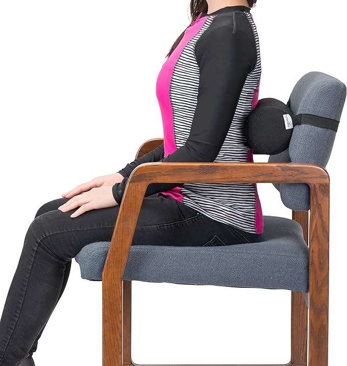 Lumbar Roll for Back Support - 100% Memory Foam - Optimized Firmness - 11 Inches Long with 4.5 Inches Diameter - Breathable Mesh Pillow Cover - for Comfortable Alignment and Support