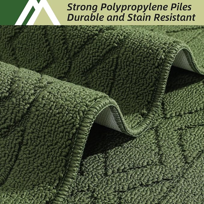 COSY HOMEER-Kitchen-Rugs-and-Mats 20"x48" Non Slip Kitchen Mats for Floor Absorbent Washable Kitchen Runner Standing Floor Mat for Sink Mat,Entry,Laundry,Polypropylene,Green