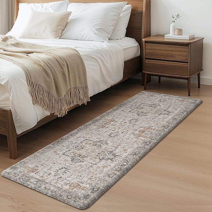GENIMO Kitchen Mats for Floor 2PCs, Washable Anti Fatigue Mat for Cushioned, 23.6"x71"+20" x 32", Waterproof Kitchen Rugs, Non Slip Comfort Standing Mat Rug for Home, Sink, Laundry, LightTaupeBrown
