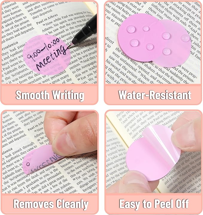 Mr. Pen- Transparent Sticky Note Set, 560Sheets, Colorful, Round Transparent Sticky Notes Set, Stocky Notes for Bible Journaling