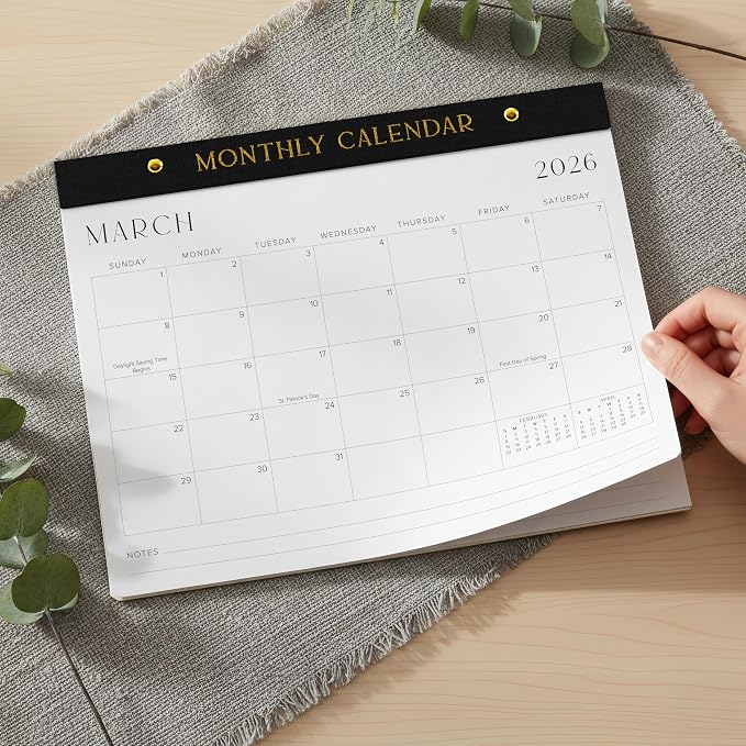 Aesthetic 2026-2027 Desk Calendar - Runs From January 2026 Until July 2027 - Minimalistic Office Desktop/Wall Calendar 14.5"x11.5" for Easy Organizing