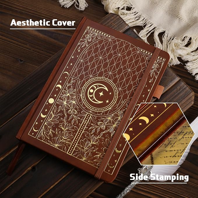 TIEFOSSI Dotted Journal Notebook, 160gsm 256 Numbered Thick Paper, A5 Hardcover Dotted Grid Diary for Women Men Work Writing, Journaling, Drawing, 5.8 x 8.3 in