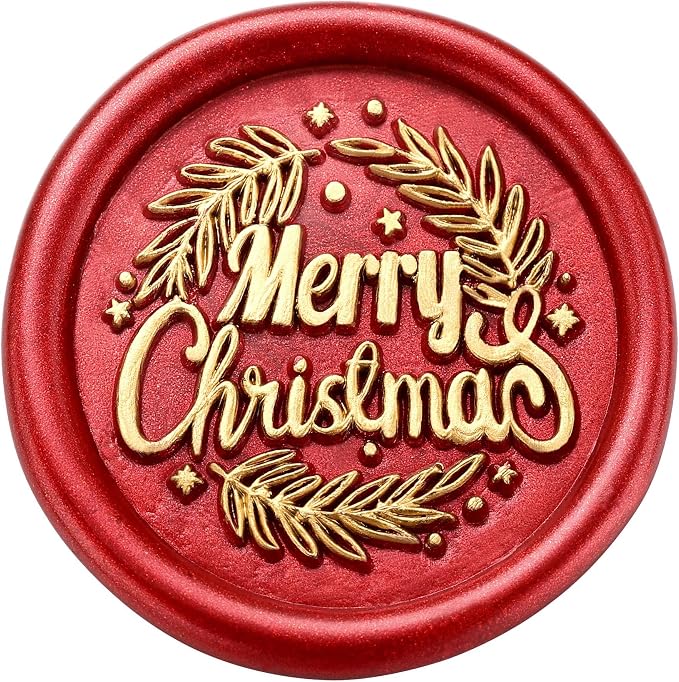Yoption Merry Christmas with Olive Branch Wax Seal Stamp Kit with Sealing Wax Sticks and Gift Box for Wedding, Party Invitations, Christmas, Envelopes