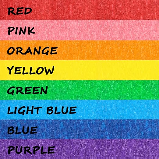 Hutou 8 Rolls Colored Masking Tape Rainbow Colors Painters Tape Colorful Craft Art Paper Tape Labeling Arts Crafts Decorative Coding Decoration Supplies, 0.6 Inch x 16 Yard, 8 Colors
