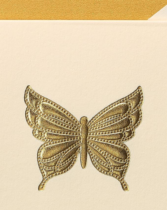 Papyrus Blank Cards with Envelopes, Gold Butterfly (14-Count)
