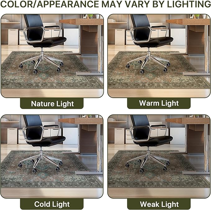 36"x60" Office Chair Mat for Hardwood Tile Floor, Under Desk Carpet Protector for Rolling Computer Chair Mat, Machine Washable Area Rug, Anti-Slip 1/5" Thick Low Pile Thin Vinyl Floor Mat, Rosewood