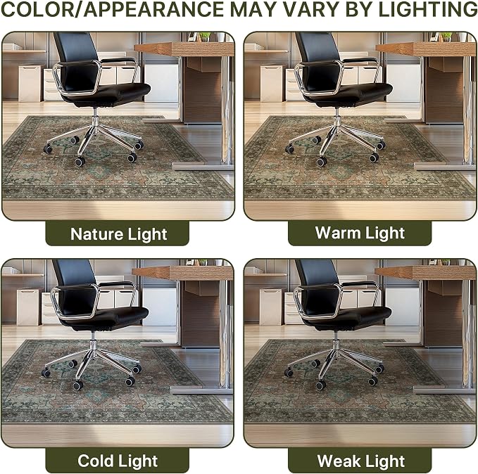 36"x48" Office Chair Mat for Hardwood Tile Floor, Under Desk Carpet Protector for Rolling Computer Chair Mat, Machine Washable Area Rug, Anti-Slip 1/5" Thick Low Pile Thin Vinyl Floor Mat, Rosewood