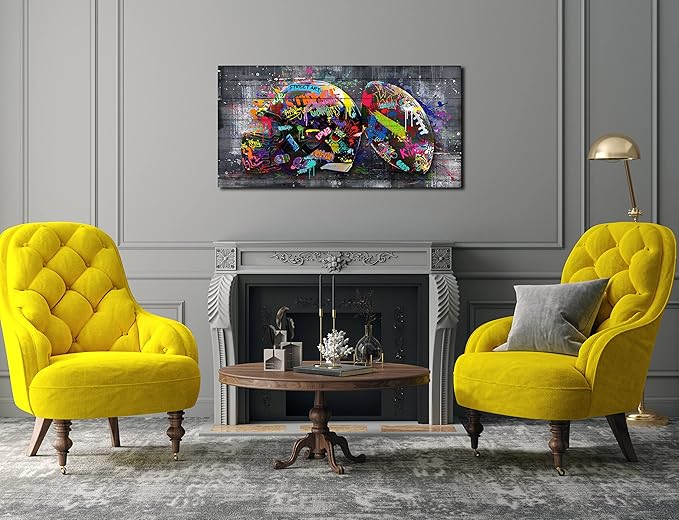 SIXTTART American Football Posters For Boys Bedroom - Graffiti Rugby Ball Canvas Wall Art For Office - Sports Posters Wall Decor Ready To Hang Size 40" x 20"