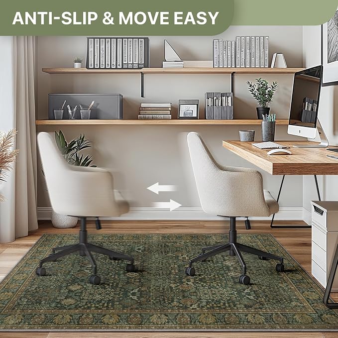 48"x72" Office Chair Mat for Hardwood Tile Floor, Under Desk Carpet Protector for Rolling Computer Chair Mat, Machine Washable Area Rug, Anti-Slip 1/5" Thick Low Pile Thin Vinyl Floor Mat, Dark Brown