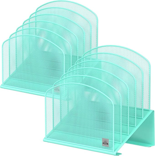 Inclined Desk File Organizer,Vertical File Folder Holder Stand Metal Rack File Sorter for Office Classroom Desktop Organization
