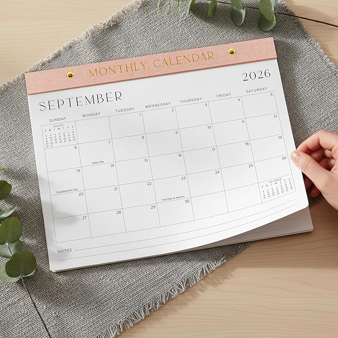Aesthetic 2026-2027 Desk Calendar - Runs From January 2026 Until July 2027 - Minimalistic Office Desktop/Wall Calendar 14.5"x11.5" for Easy Organizing