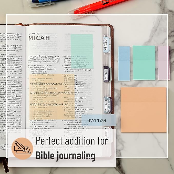 Mr. Pen Transparent Sticky Notes - 200 pcs, Pastel Colors, See Through, Bible & Book Annotation, Stocky Notes for Bible Journaling